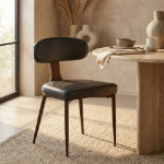 Picture of Leather Dining Chair with Brown Steel Legs