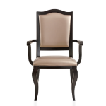 Picture of Side/Arm Chair with Leather Seat and Aluminum Legs Rounded Design in Walnut Finish