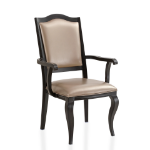 Picture of Side/Arm Chair with Leather Seat and Aluminum Legs Rounded Design in Walnut Finish