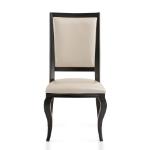 Picture of Side/Arm Chair with Leather Seat and Aluminum Crown Design Legs in Walnut Finish