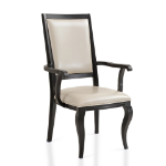 Picture of Side/Arm Chair with Leather Seat and Aluminum Crown Design Legs in Walnut Finish