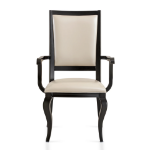 Picture of Side/Arm Chair with Leather Seat and Aluminum Crown Design Legs in Walnut Finish