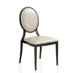 Picture of Side/Arm Leather Dining Chair with Aluminum Frame in Walnut Finish