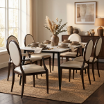 Picture of Side/Arm Leather Dining Chair with Aluminum Frame in Walnut Finish