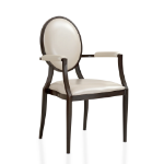 Picture of Side/Arm Leather Dining Chair with Aluminum Frame in Walnut Finish
