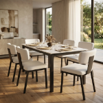 Picture of Dining Chair with Leather Upholstery and Steel Legs