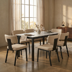 Picture of Dining Chair with Leather Upholstery and Steel Legs