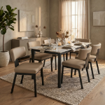 Picture of Dining Chair with Leather Upholstery and Steel Legs