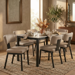 Picture of Dining Chair with Leather Upholstery and Steel Legs