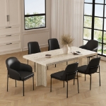 Picture of Ivory, Stone Grey and Black Upholstered Arm Chair in Vegan Leather with a Metal Frame