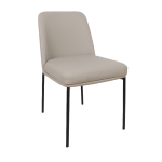 Picture of Ivory, Stone Grey and Black Upholstered Side Chair in Vegan Leather with a Metal Frame