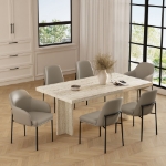 Picture of Ivory, Stone Grey and Black Upholstered Side Chair in Vegan Leather with a Metal Frame