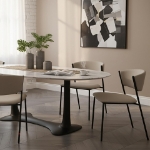 Picture of Metal Vegan Leather Side Chair in Ivory, Stone Grey and Black Finish