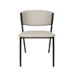 Picture of Metal Vegan Leather Side Chair in Ivory, Stone Grey and Black Finish