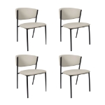 Picture of Metal Vegan Leather Side Chair in Ivory, Stone Grey and Black Finish