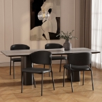 Picture of Metal Vegan Leather Side Chair in Ivory, Stone Grey and Black Finish