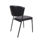 Picture of Metal Vegan Leather Side Chair in Ivory, Stone Grey and Black Finish