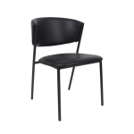 Picture of Metal Vegan Leather Side Chair in Ivory, Stone Grey and Black Finish