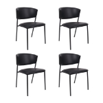 Picture of Metal Vegan Leather Side Chair in Ivory, Stone Grey and Black Finish
