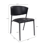 Picture of Metal Vegan Leather Side Chair in Ivory, Stone Grey and Black Finish