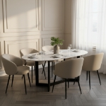 Picture of Metal Vegan Leather Side Chair in Ivory, Stone Grey and Black Finish