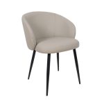 Picture of Metal Vegan Leather Side Chair in Ivory, Stone Grey and Black Finish