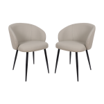Picture of Metal Vegan Leather Side Chair in Ivory, Stone Grey and Black Finish
