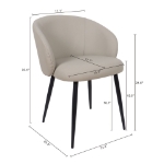 Picture of Metal Vegan Leather Side Chair in Ivory, Stone Grey and Black Finish