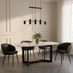 Picture of Metal Vegan Leather Side Chair in Ivory, Stone Grey and Black Finish