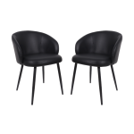 Picture of Metal Vegan Leather Side Chair in Ivory, Stone Grey and Black Finish