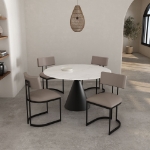 Picture of Cream Leather with a Metal Frame Dining Chair