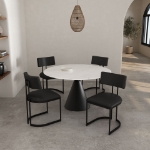 Picture of Cream Leather with a Metal Frame Dining Chair