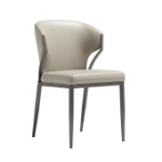 Picture of White, Light Grey and Camel Finish Leatherette Dining Chair with Metal Legs