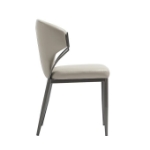 Picture of White, Light Grey and Camel Finish Leatherette Dining Chair with Metal Legs