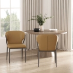 Picture of White, Light Grey and Camel Finish Leatherette Dining Chair with Metal Legs