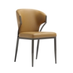 Picture of White, Light Grey and Camel Finish Leatherette Dining Chair with Metal Legs