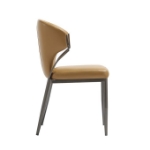 Picture of White, Light Grey and Camel Finish Leatherette Dining Chair with Metal Legs