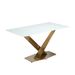 Picture of 55"/62"/71" Dining Table with Glass Tabletop with Gold/Black Stainless Steel Base