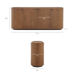 Picture of 16.5"L x 71.5"W Oval Chiseled Wood Sideboard Buffet Cabinet with Hammered Effect in Walnut
