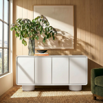 Picture of 63"W, 55"W, 38"W - 2,3 or 4-Door Curved Wood Accent Cabinet in White, Oak and Walnut finish