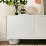 Picture of 63"W, 55"W, 38"W - 2,3 or 4-Door Curved Wood Accent Cabinet in White, Oak and Walnut finish