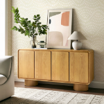 Picture of 63"W, 55"W, 38"W - 2,3 or 4-Door Curved Wood Accent Cabinet in White, Oak and Walnut finish