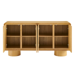 Picture of 63"W, 55"W, 38"W - 2,3 or 4-Door Curved Wood Accent Cabinet in White, Oak and Walnut finish