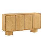 Picture of 63"W, 55"W, 38"W - 2,3 or 4-Door Curved Wood Accent Cabinet in White, Oak and Walnut finish