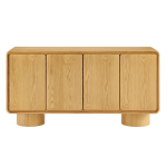 Picture of 63"W, 55"W, 38"W - 2,3 or 4-Door Curved Wood Accent Cabinet in White, Oak and Walnut finish