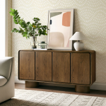 Picture of 63"W, 55"W, 38"W - 2,3 or 4-Door Curved Wood Accent Cabinet in White, Oak and Walnut finish