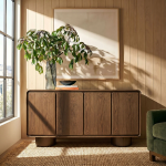 Picture of 63"W, 55"W, 38"W - 2,3 or 4-Door Curved Wood Accent Cabinet in White, Oak and Walnut finish