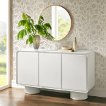 Picture of 63"W, 55"W, 38"W - 2,3 or 4-Door Curved Wood Accent Cabinet in White, Oak and Walnut finish