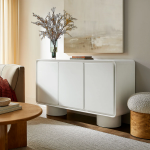 Picture of 63"W, 55"W, 38"W - 2,3 or 4-Door Curved Wood Accent Cabinet in White, Oak and Walnut finish
