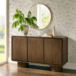 Picture of 63"W, 55"W, 38"W - 2,3 or 4-Door Curved Wood Accent Cabinet in White, Oak and Walnut finish